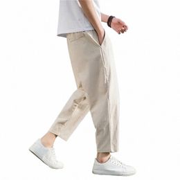 6 couleurs !2023 Nouveaux pantalons décontractés pour hommes Polyvalent Cott Chanvre Pantalon en lin ample Style coréen Pantalon tendance Pantalon à manches droites Joggers u72k #