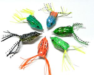 Hengjia zachte kikker vissen lokken 6 kleuren 20 stks zachte siliconen met rok veer vissen tackle 5.5 cm 12.5 g 1 # kip haak