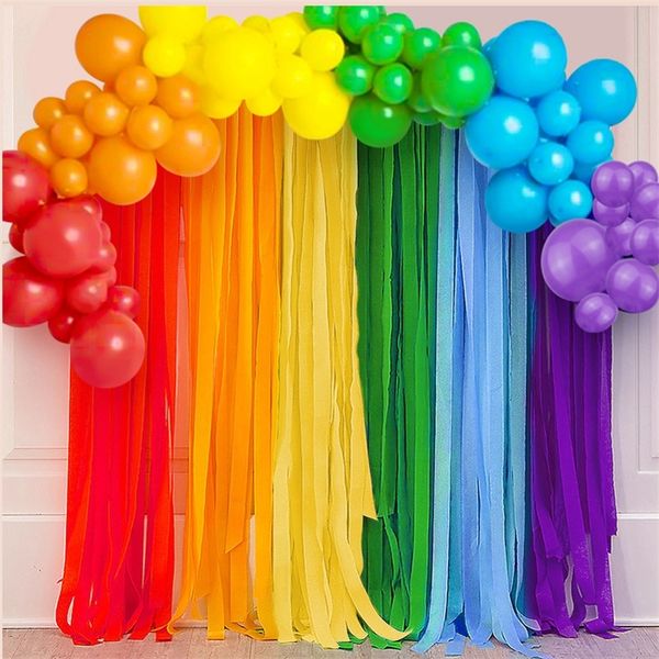 6 couleurs 45cm23m papier crépon arc-en-ciel joyeux anniversaire fête ballon en latex mariage garçon fille bébé douche fête ballons décoration 220527