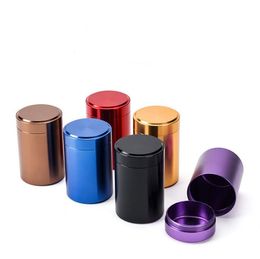 6 kleuren Mooie aluminium jar thee tin doos 45x70mm kleine cilinder verzegelde blikjes koffie thee tin container opbergdoos SN4698