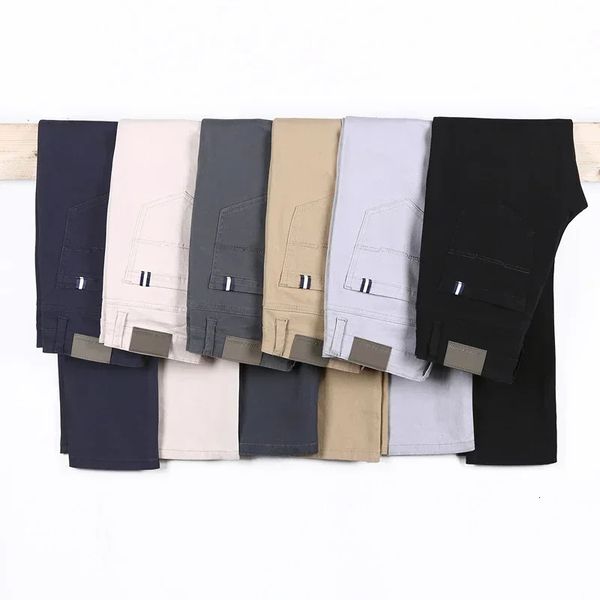 6 couleurs Pantalons décontractés hommes Automne Business Fashion Elastic Straigh Panton Male Brand masculin White Khaki 240411