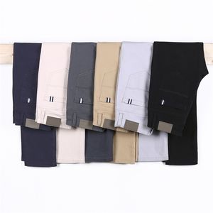 6 kleuren casual broek mannen lente zakelijke mode casual elastische straigh broek mannelijk merk grijs wit Khaki marine, 968 220311