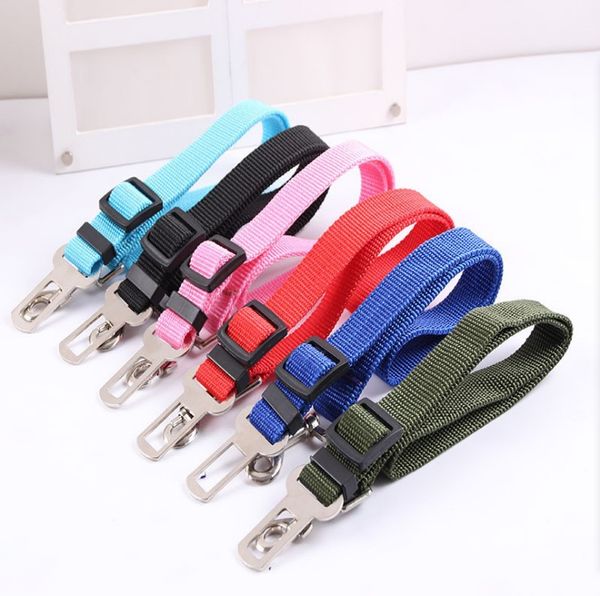 Hots Sale 6 colores pug dog Cat Dog Car Safety Seat Belt Arnés Ajustable Pet Puppy Pup Hound Vehículo Cinturón de seguridad Correa de plomo para perros