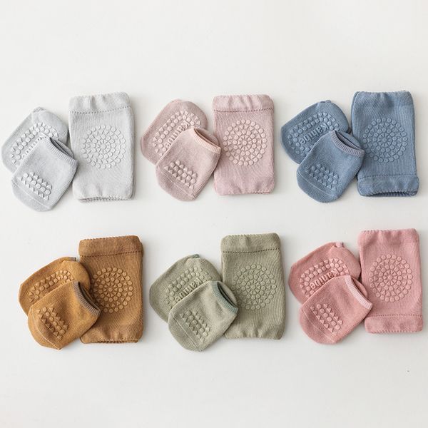 Ensemble de chaussettes de sol pour enfants, 6 couleurs, protège-genoux antidérapants pour bébés rampants, genouillères pour enfants M3383