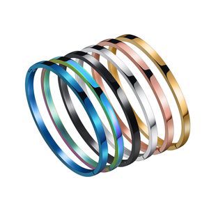 Bracelets en acier inoxydable pour hommes et femmes, 6 couleurs, or, argent, large 4mm/6mm/8mm