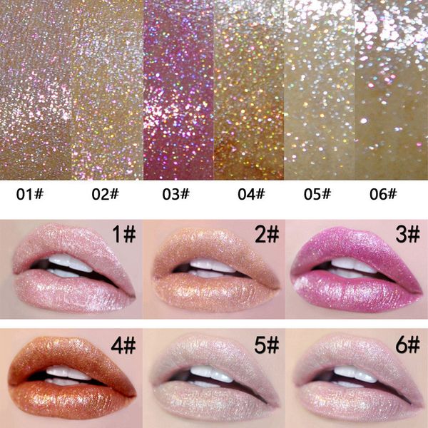 6 colores Cosméticos Líquido brillo de labios Lápiz labial HANDAIYAN Brillo de labios antiadherente Sirena brillo labial envío gratis herramientas de belleza 24