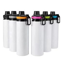 6 kleuren DIY Sublimatie Spaties tuimelaars Wit 600 ml 20oz Waterfles Mok Cups Zanger Laag Aluminium Tumblers Drinkbeker met deksels B0608T07