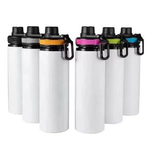 6 kleuren DIY Sublimatie Spaties tuimelaars Wit 600 ml 20oz Waterfles Mok Cups Zanger Laag Aluminium Tumblers Drink Cup met deksels SXJUN12