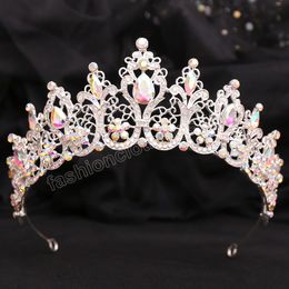 6 couleurs élégantes de luxe nuptiale AB cristal diadème couronne pour femmes filles mariage fête cheveux robe accessoires