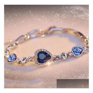 6 couleurs forme élégante femmes cristal bracelet placage coeur pendentif bracelets pour fille joli cadeau mti style gros navire drop livrer dhgzu