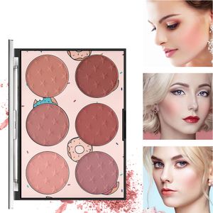 6 kleuren gezicht blush palet licht luxe blusher paletten matte poedervormige heldere glinsterende gezichtscontour en markeer blozen make -up make -up