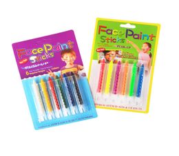 6 couleurs Face peinture crayons crayons tatouages temporaires structure d'épissage peinture de peinture stylo de carrosserie pour les outils de maquillage de fête des enfants fo4893651