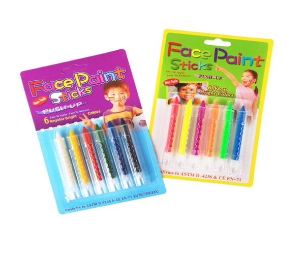 6 couleurs visage peinture crayon crayons tatouages temporaires épissage structure peinture corps stylo bâton pour enfants fête maquillage outils fo5297424