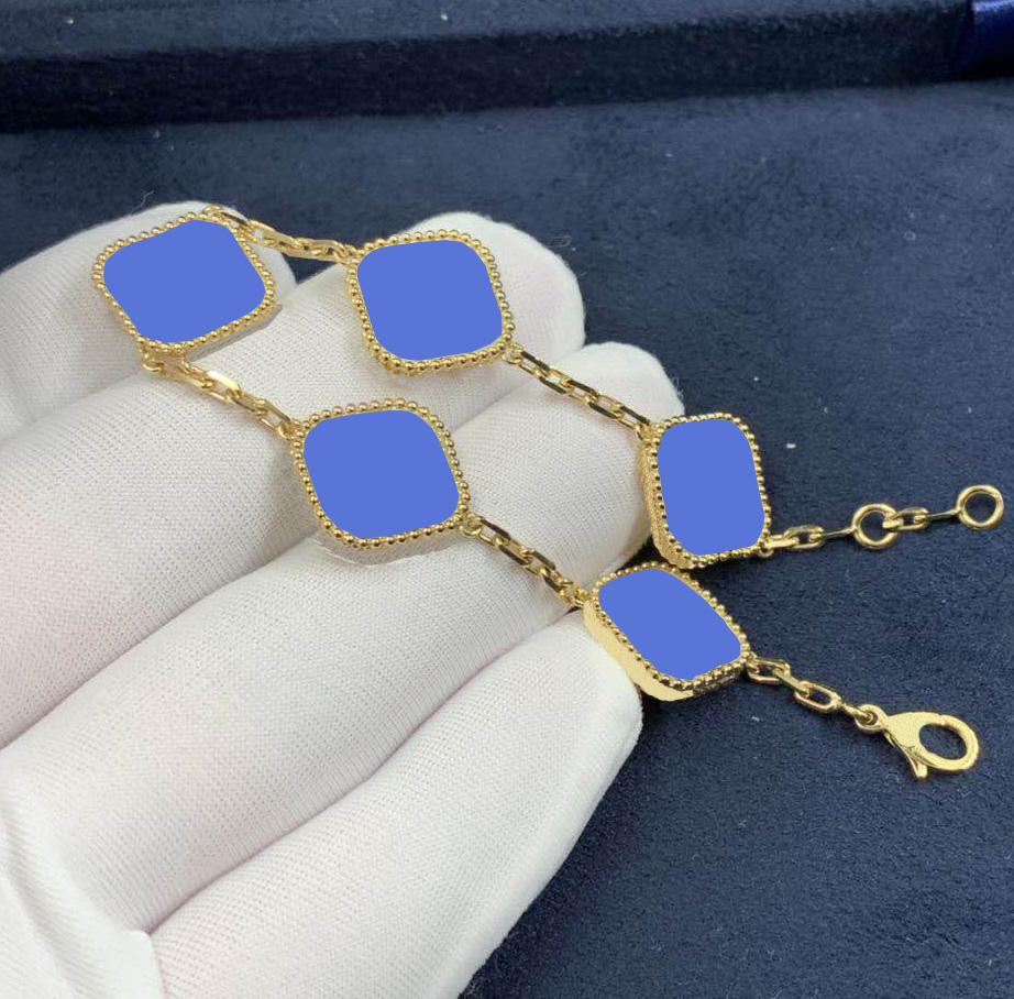 11 färger Fashion Classic 4/fyra bladklöver charmarmband Bangle Chain 18K Gold Agate Shell Mor-of-Pearl för Womengirl Wedding Mother's Day Jewelry Women Gifts-Ai