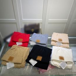6 couleurs créateur de mode laine chapeau écharpe ensemble chaud couleur unie écharpe tricoté chapeau unisexe Skullcap doux écharpe
