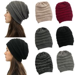 Chapeau tricoté à rayures simples, 6 couleurs, à la mode, chaud, extensible, en laine, pour l'extérieur, pulls thermiques, pour femmes