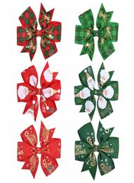 6 kleuren meisje kerst haarelastiekjes 35 inch boog laars gelukshert kerstman ontwerp baby meisjes elegante tondeuse kinderaccessoire cadeau6858885