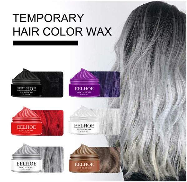 6 couleurs instantanée temporaire cheveux couleur cire lavable cheveux teinture crème couleurs naturelles pour Halloween fête Cosplay Club femmes et hommes