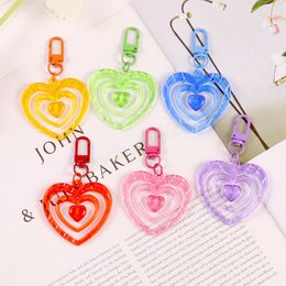 Porte-clés en forme de cœur en acrylique, 6 couleurs, Kawaii, pendentif pour sac à dos pour femmes, breloques d'amour, cadeaux pour Couple