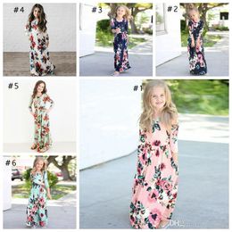 6 kleuren Kinderjurken Kinderen Girls Girls Lange Mouw Floral Princess Dress Spring Girl Beach 2018 Floral Dresses Kinder feestjurken Gratis Shippin