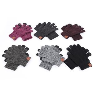 6 цветов вязаные перчатки для мужчин и женщин, однотонные зимние теплые портативные перчатки для спорта на открытом воздухе, перчатки с сенсорным экраном с пятью пальцами RRA3755