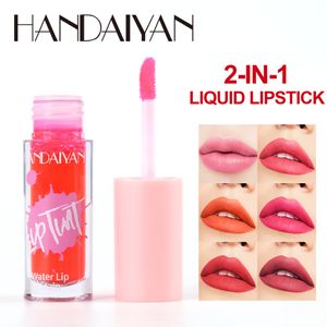 6 kleuren Blijvende Rode Lip Tint Matte Lipgloss Fluweel Vloeibare Lipstick Dubbel Gebruik Blusher Sap Lip Dye Non-stick Cup Koreaanse Make-up Cosmetisch