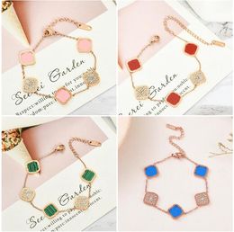 6 Couleurs De Luxe Trèfle Diamant Bracelet Titane Acier Designer Or Rose Chanceux Amour Bracelets Pour Les Femmes De Noce Fritillaria Bracelet