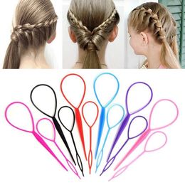 6 kleuren Magic Hair Pony Tail Maker Topsy Hair Braid Ponytail Styling Maker Gereedschap Grote kleine 2 stks/set