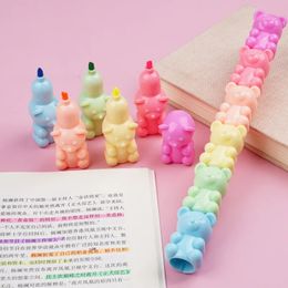 6 kleuren Marker Pennen Schattige Beer Markeerstiften Fluorescerende Kinderen Geschenken Koreaanse Briefpapier Kantoor School Schrijven Levert 240320