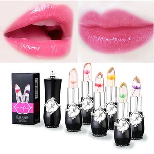 Minfei étanche 6 couleurs beauté brillant fleur cristal gelée rouge à lèvres magique changement de température couleur baume à lèvres maquillage