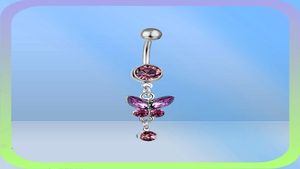 6 kleuren Mix kleuren navel navel ringen body piercing sieraden bengelen accessoires mode charme vlinder 20pcslot3861196