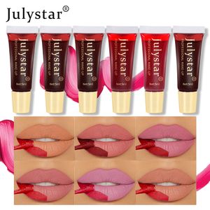 6 kleuren Peel Off Lip Gloss Verbazingwekkende non-stick cup mat fluweel vloeibare lippenstift waterdichte blijvende traantropende make-up van lip tint