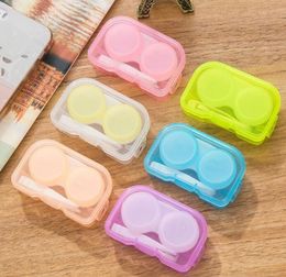 6 kleuren Willekeurige Kleur Mode Transparante Pocket Plastic Contacten Lens Case Travel Kit Easy Take Container Houder