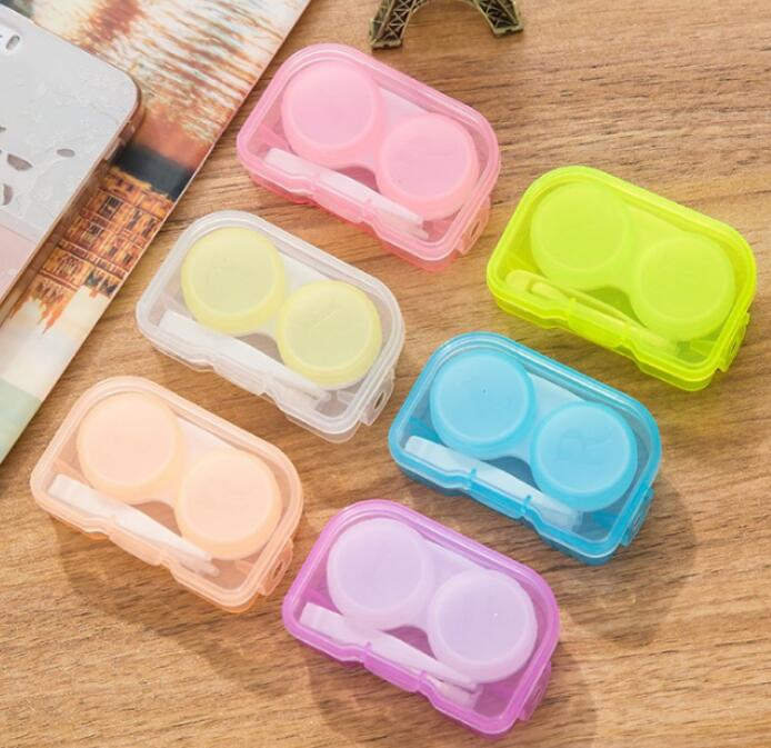 6 couleurs couleur aléatoire mode poche transparente Contacts en plastique étui à lentilles Kit de voyage facile à prendre porte-conteneur