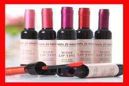 6 colores Botella de vino tinto Botella de lápiz labial manchada de lápiz labial manchado Matte brillo fácil de usar tinte antiadherente impermeable Liquid1063218