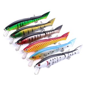 6 kleuren gesegmenteerd verbonden 2 secties plastic zwemmen harde aas 12cm 13.5 g minnow kunstmatige vissen lokken 6 # haak