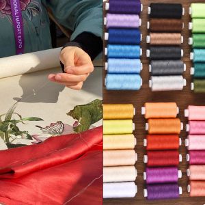 6 kleuren/set garen naaien draadrol machine hand borduurwerk 400 yard elke spoel 100% polyester duurzaam voor thuis naaimit