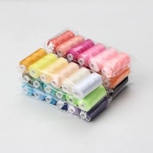 6 couleurs / set yarn coudre filetage rouleau machine à main broderie 400 mètres chaque bobine 100% polyester durable pour la couture à domicile