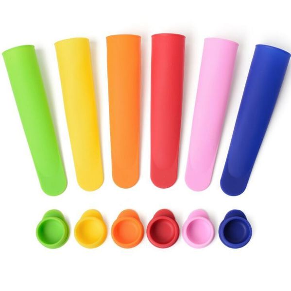 6 couleurs Silicone Ice Pop Moule Popsicles Moule avec Couvercle DIY Ice Cream Makers Push Up Glaces Crème Gelée Pop Moule Popsicles Moule