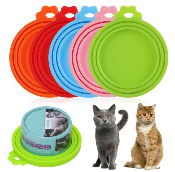 Couvercles de boîtes de conserve scellés en Silicone pour aliments pour animaux de compagnie, 6 couleurs, couvercles de stockage de nourriture scellés, taille universelle adaptée à 3 tailles Standard