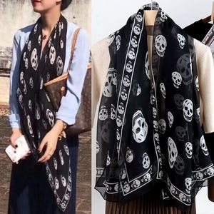 Écharpe tête de mort pour hommes et femmes, 6 couleurs, bonne qualité, 100% Pur soie Satin, mode femmes, châles Pashmina