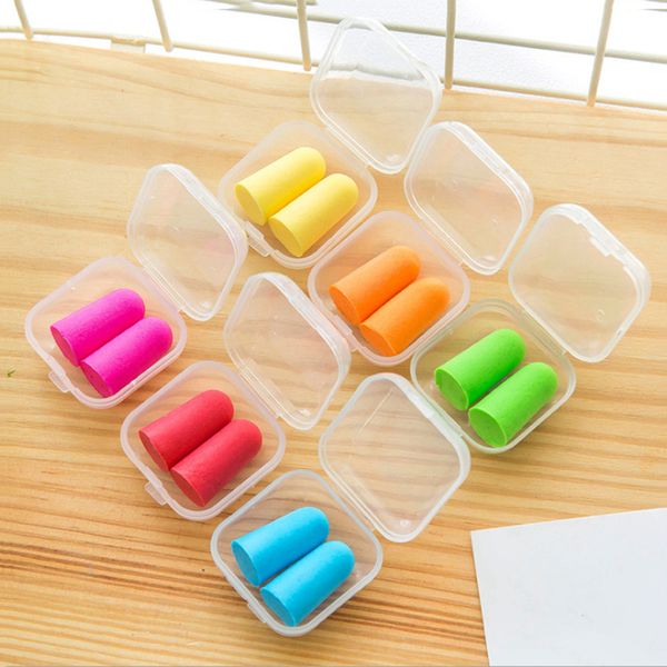 Los tapones para los oídos antirruido de esponja de 6 colores favorecen los tapones para los oídos en caja portátiles especiales para exteriores para dormir, son suaves, cómodos y reutilizables