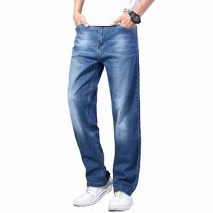 6 couleurs printemps été hommes minces jambes droites jeans amples style classique avancé stretch baggy pantalon mâle grande taille 40 42 44 O1we #