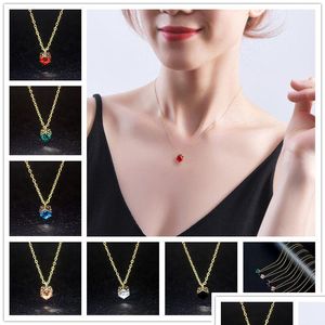 6 kleuren vierkante kristalglas hanger ketting modieuze en kleurrijke accessoires voor dames gouden accessoire drop levering Dhl8O