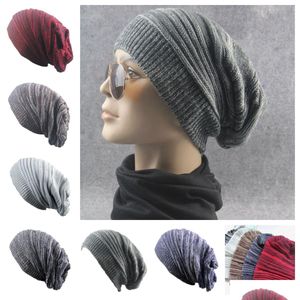 6 couleurs Bonnet en tricot plissé bicolore Plover thermique Acrylique Pile Up Hat Voyage en plein air Femmes Livraison directe chaude Dhegw