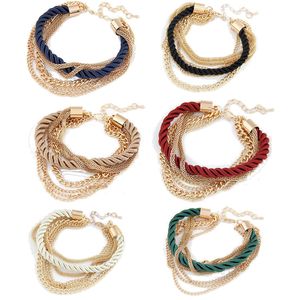 6 kleuren vrouwen armband weave kettingen handgemaakte legering charms polsbandjes armbanden voor mode meisjes vrouwen accessoire
