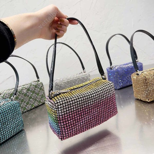 6 colores Bolsos de hombro con diamantes de imitación Bolsos de fiesta de moda Mini bolso de hombro de lujo de alta calidad Bolso de viaje clásico Obra de arte Diseñadores al por mayor Totes