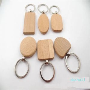 6 ontwerpen blanco houten sleutelhanger rechthoek hart ronde DIY carving sleutelhanger houten sleutelhanger tags geschenken