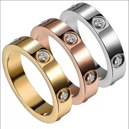 Anello di design con 6 diamanti Anello in acciaio al titanio Love Band Uomo e anelli per donna Gioielli Regali per coppie Taglia 5-11246y