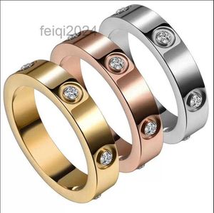 6 Diamond Designer Ring Titanium Steel Love Band Ring Men and Rings for Women Jewelry Couple Cadeaux Taille 5-11